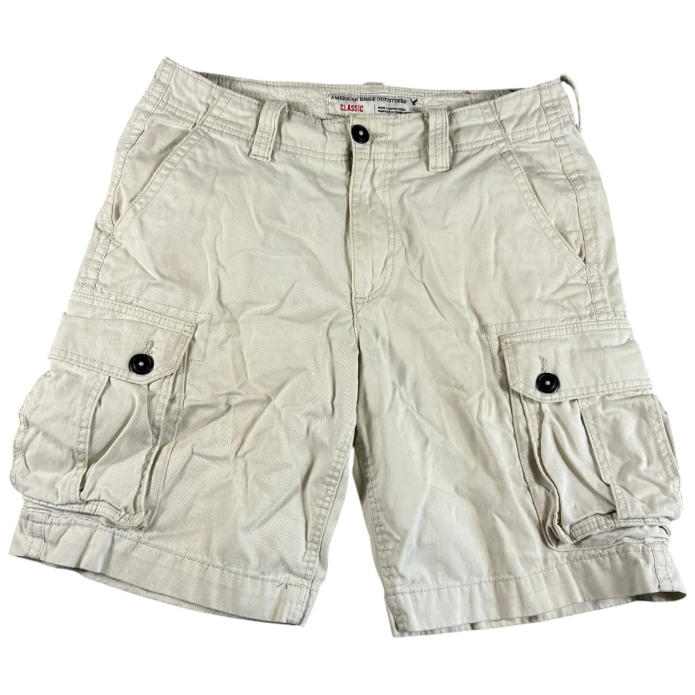 American Eagle Outfitters Cargo Shorts Mens 32 Beige Rugged Workwear Classic Fit